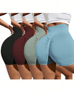 Shorts deportivo unicolor con control de abdomen y efecto push up