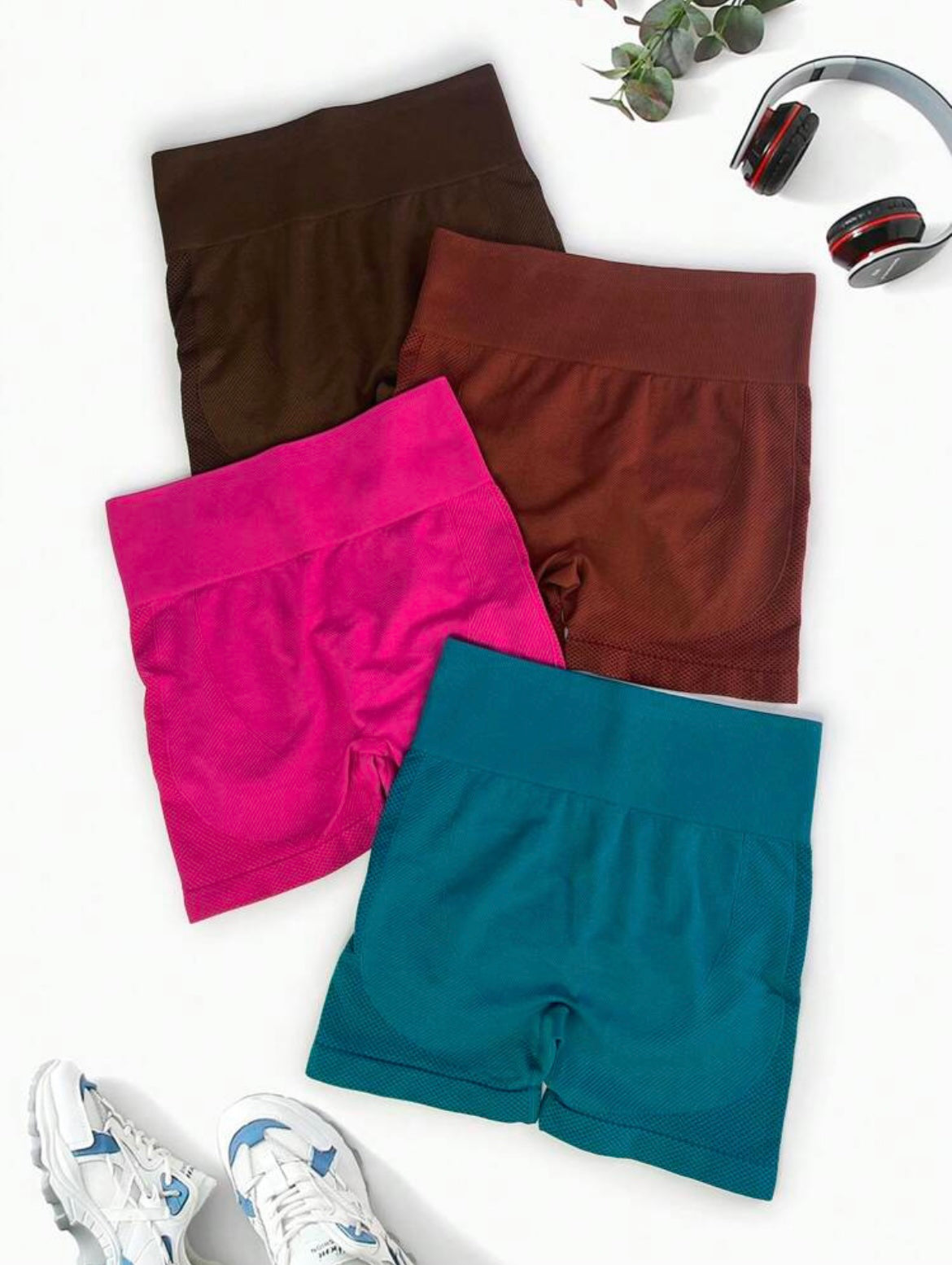 Shorts deportivo unicolorcon control de abdomen y efecto push up