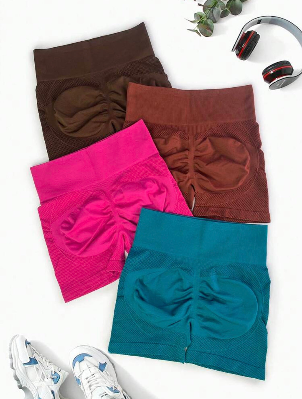 Shorts deportivo unicolorcon control de abdomen y efecto push up