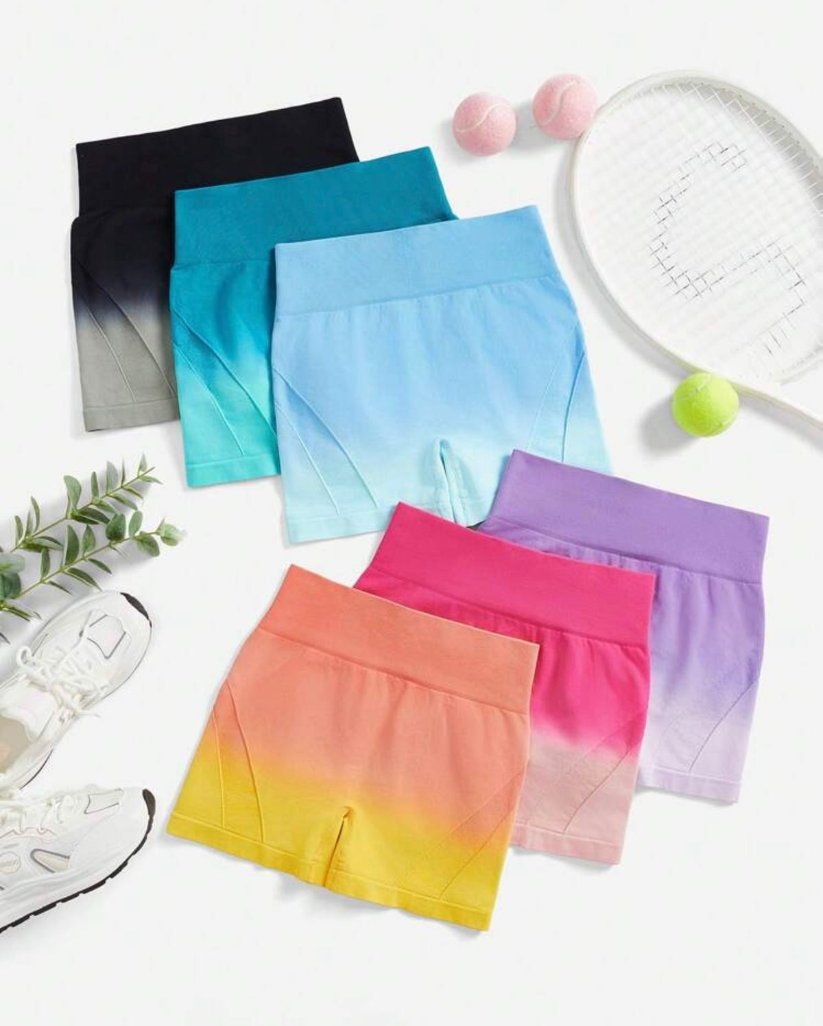 Shorts deportivo degrade con control de abdomen y efecto push up